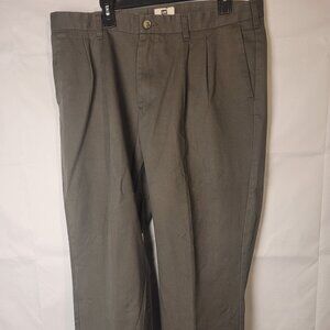 Men's Lee Never Iron Relaxed Fit Front Pleated Slacks Gray Pants Size 38x30
